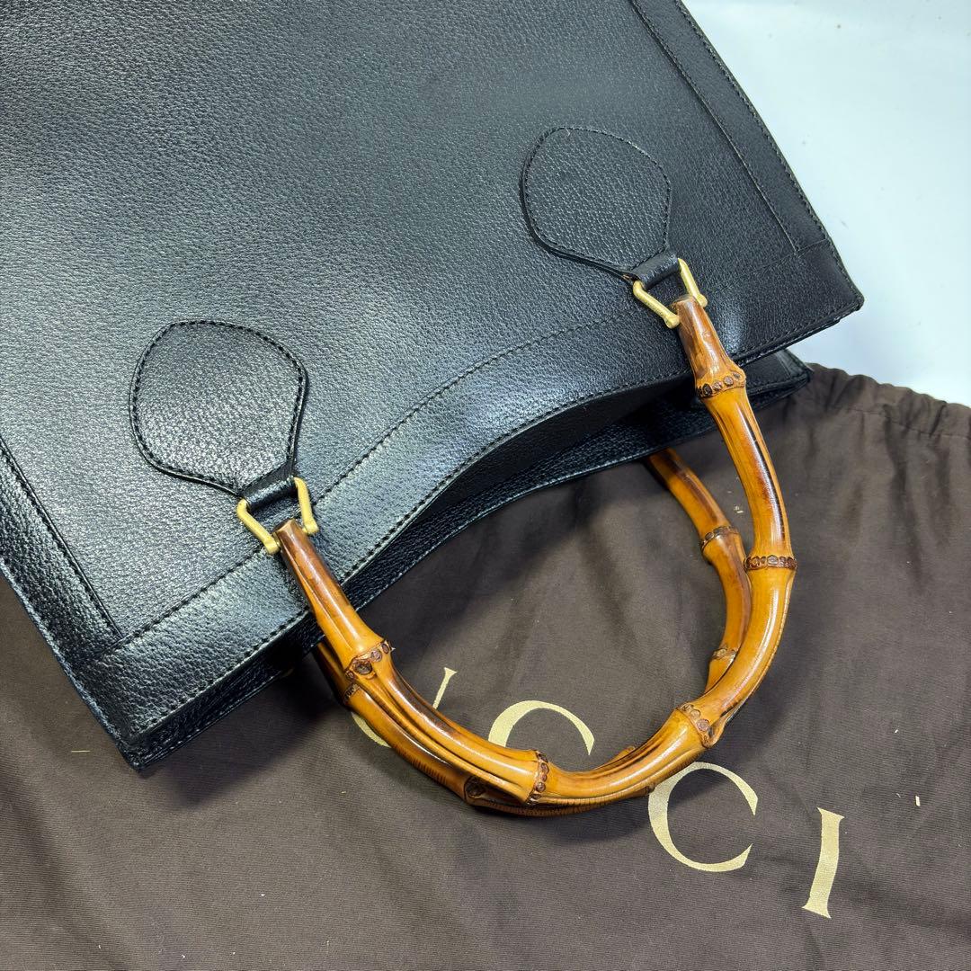 美品GUCCI グッチ バンブー ダイアナ ハンドバッグ レザー　黒 ブラック