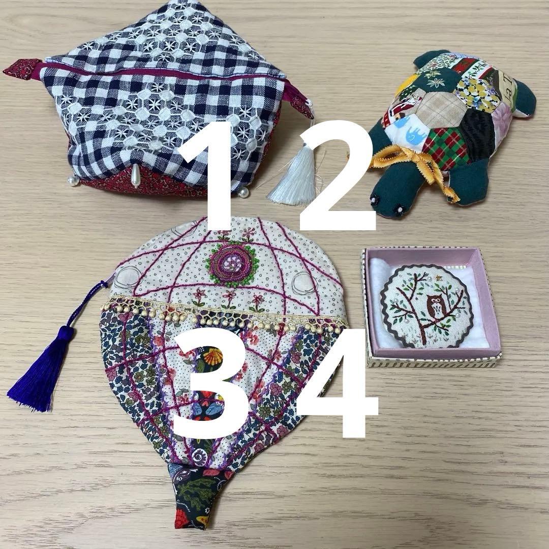田村京　風船型ポーチ チェック柄刺繍その他　合計6点