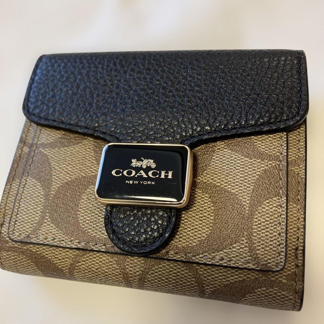 COACH 二つ折り財布 ブラウン ブラック