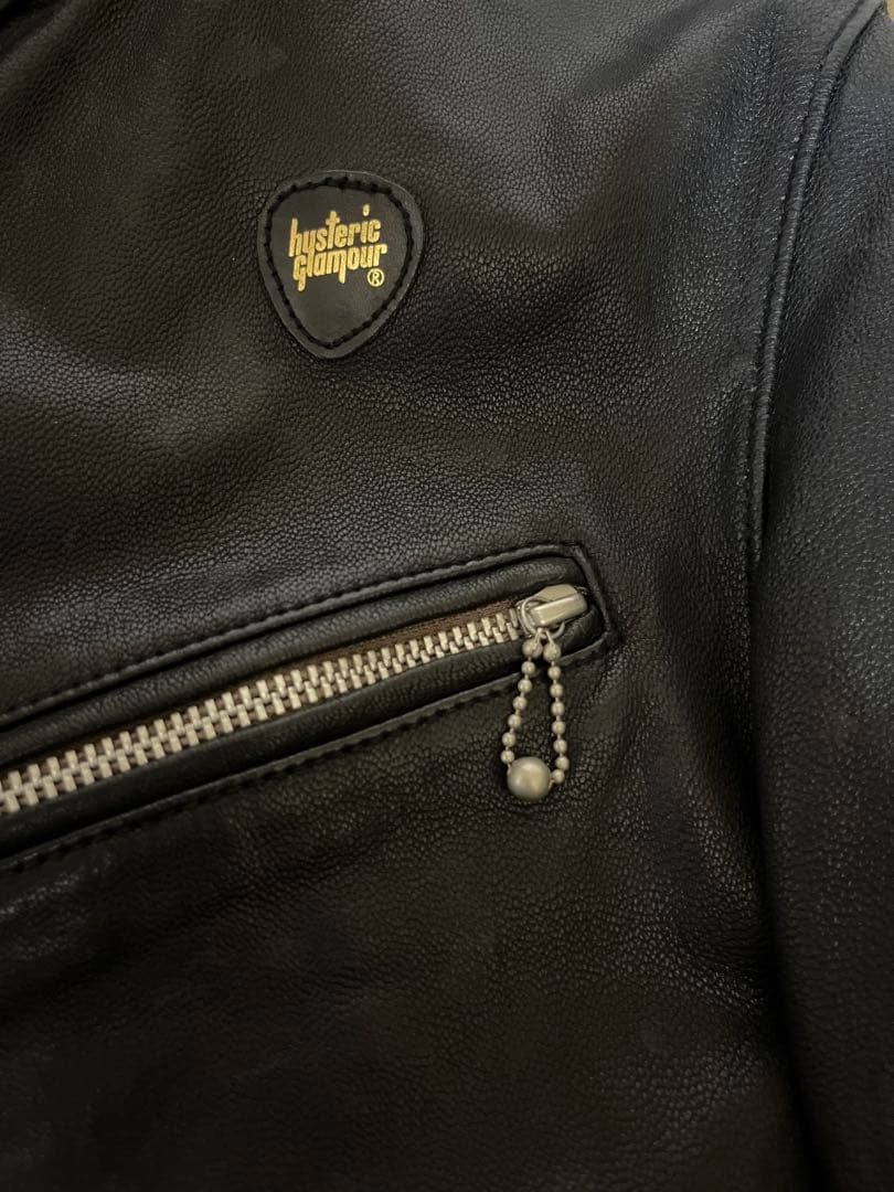 ヒステリックグラマー セミダブルレザーライダースジャケット 黒 L 検ルイスレザ