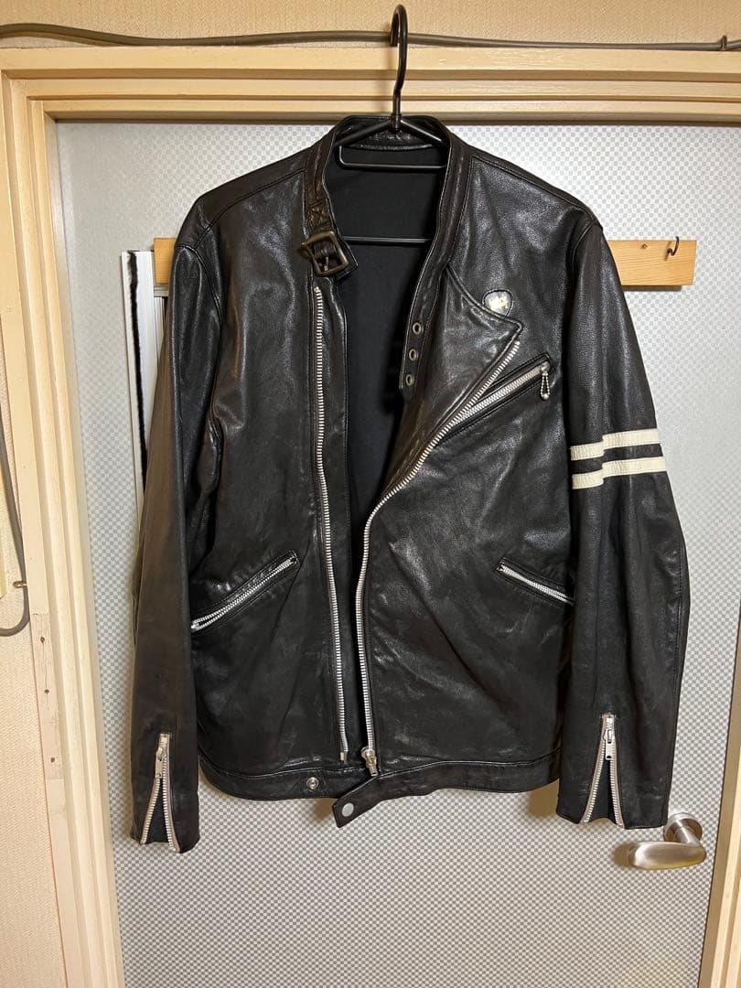 ヒステリックグラマー セミダブルレザーライダースジャケット 黒 L 検ルイスレザ
