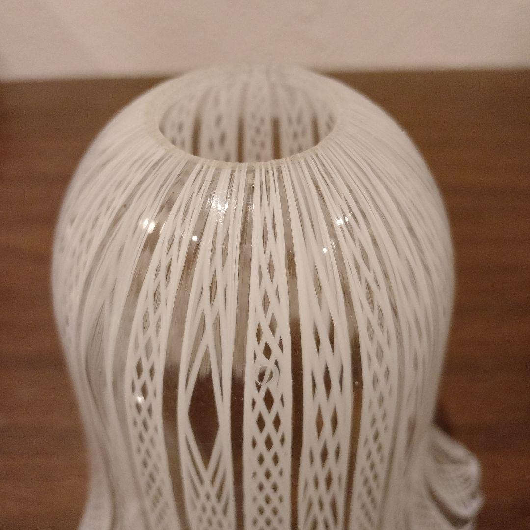 ベネチアンガラス　ムラノ　MURANO　ランプシェード　白　レース　インテリア