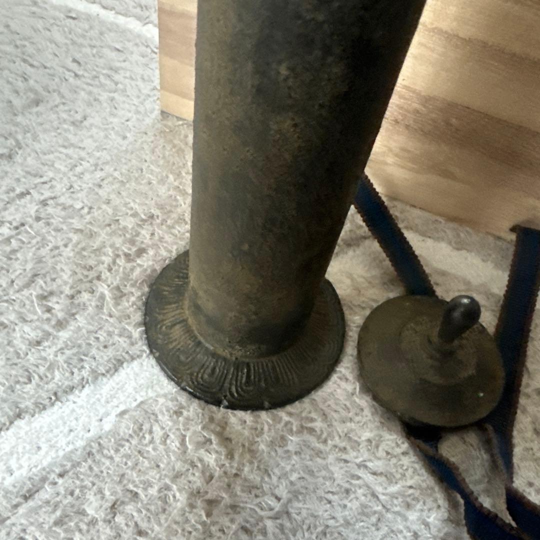 茶道具 金谷溪雲　唐銅 胡銅写 経筒花入 花瓶 花生 花器 在銘