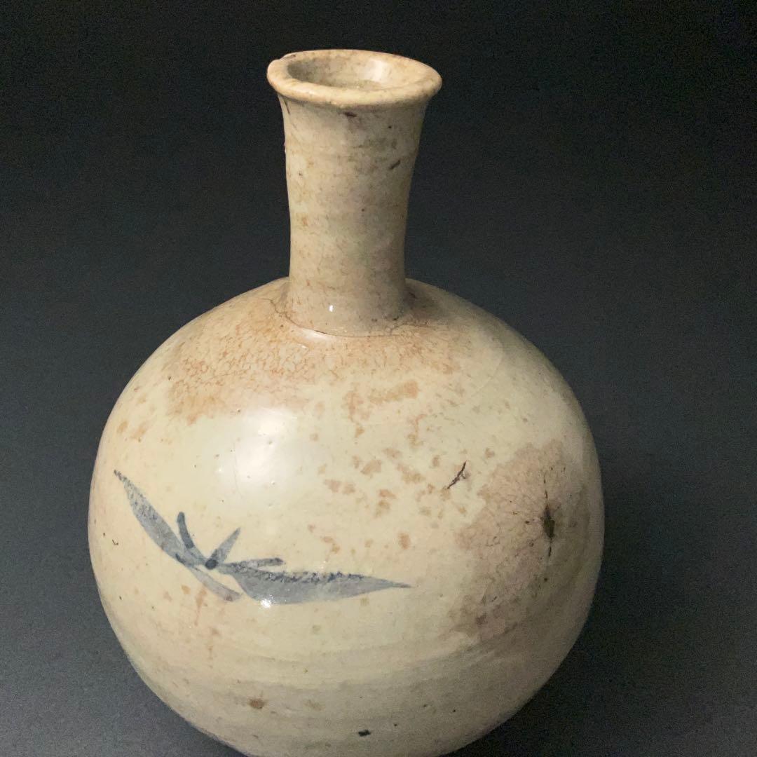 朝鮮美術　李朝　徳利　草花文　丸瓶　骨董　R1407K3