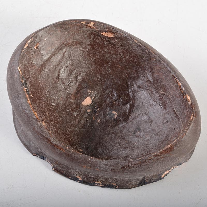 天然石　鑑賞石　安倍川　鉄丸石　置物　唐木台付　C　R7096