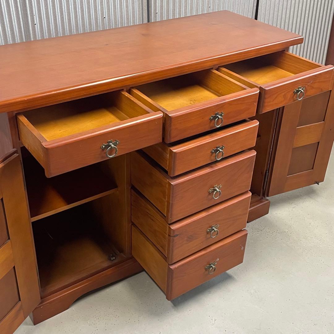 南欧風 タイルキャビネット 花柄 バレンシア調 サイドボード 収納家具