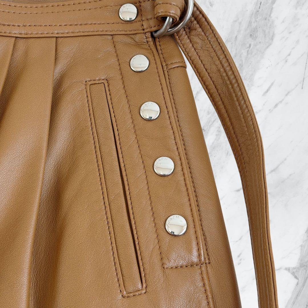 美品✨ COACH コーチ ラムレザー ガウチョパンツ ワイドパンツ