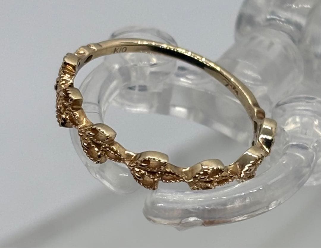 agete K10 透かし 葉モチーフ ピンクゴールドリング