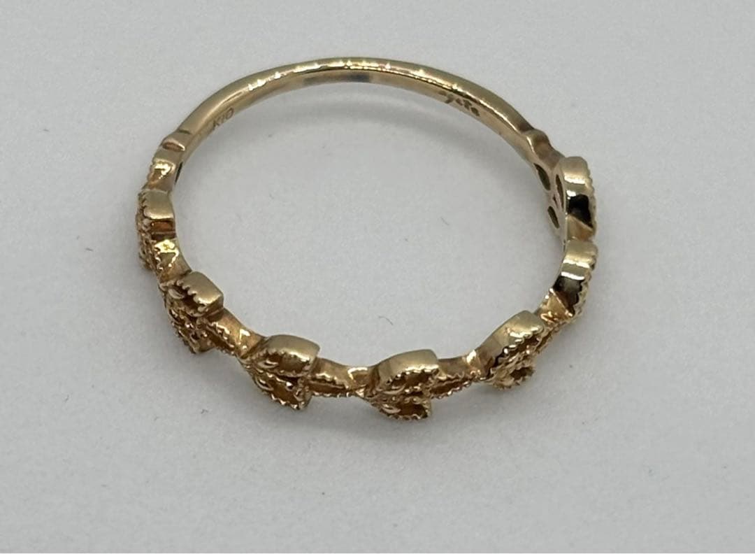 agete K10 透かし 葉モチーフ ピンクゴールドリング