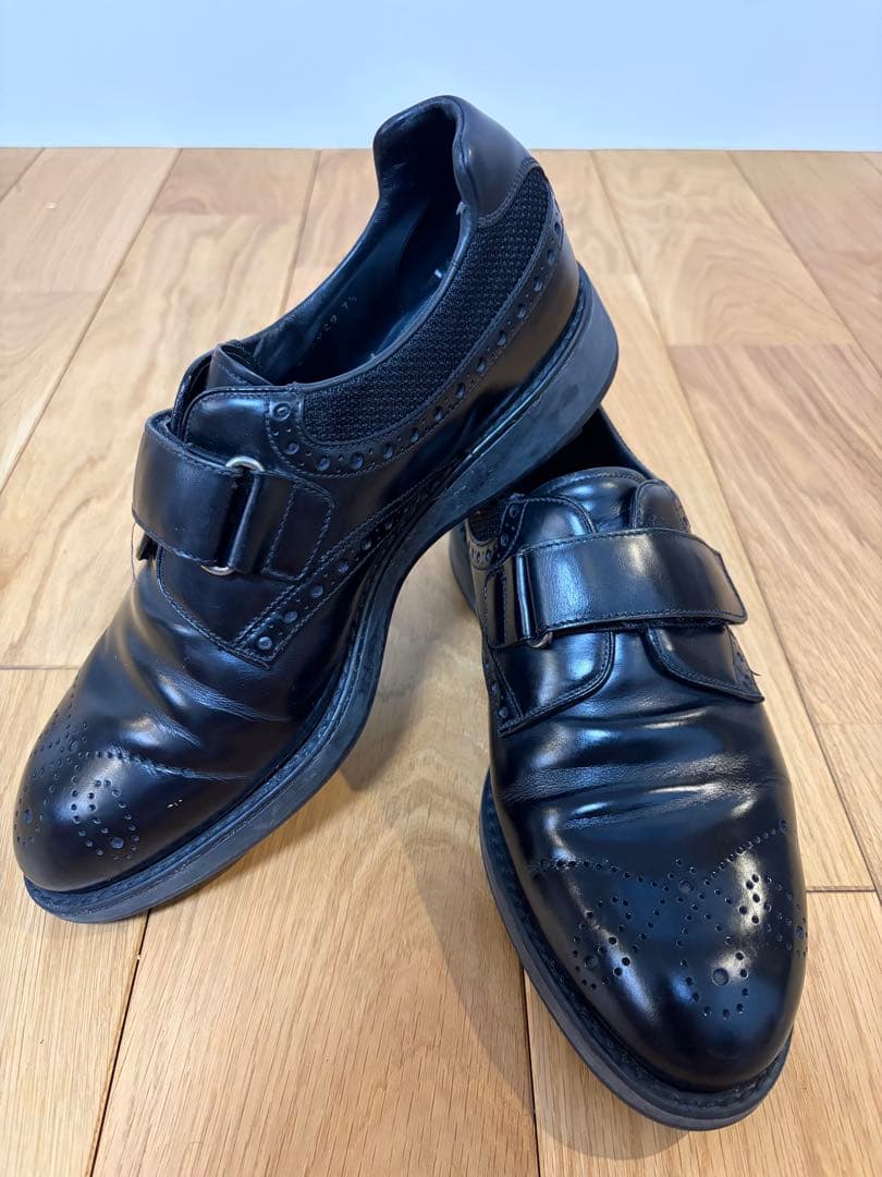 PRADA ブラック モンクストラップシューズ