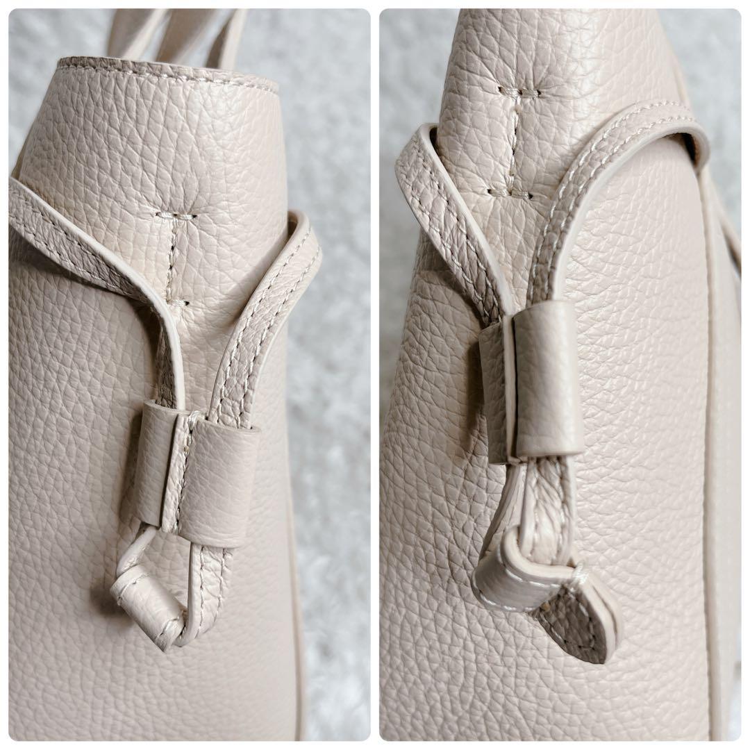 未使用級 フルラ ネット 現行 2way ベ－ジュ ハンドバッグ ミニ レザー