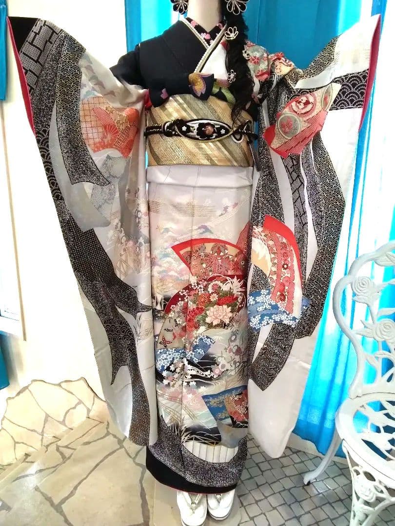 振袖フルセット、正絹振袖、半襟重衿、帯揚帯締め、帯襦袢、ガード加工落款≦