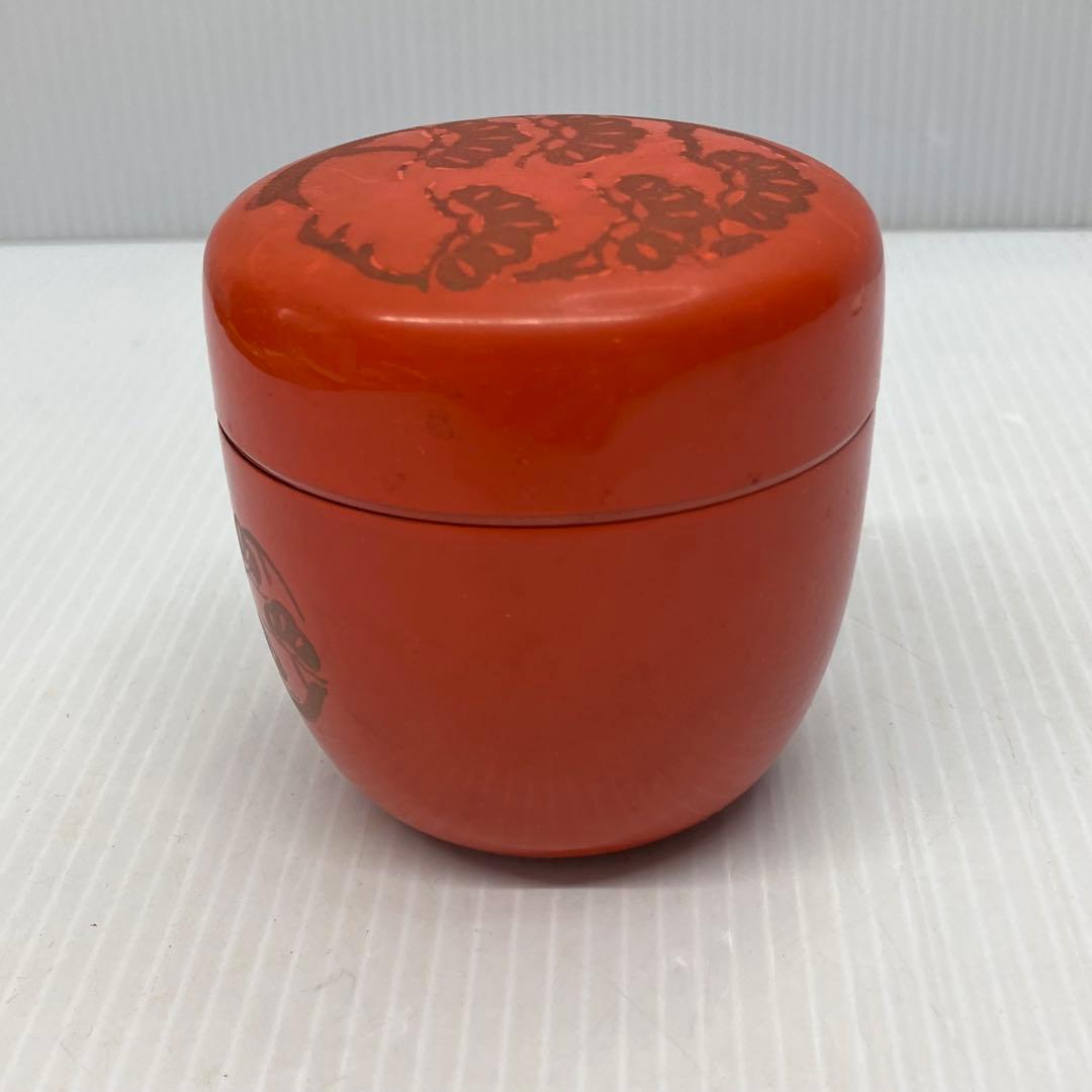 【茶道具】朱色　棗　茶道　日本文化　アンティーク　伝統工芸品　松　漆塗