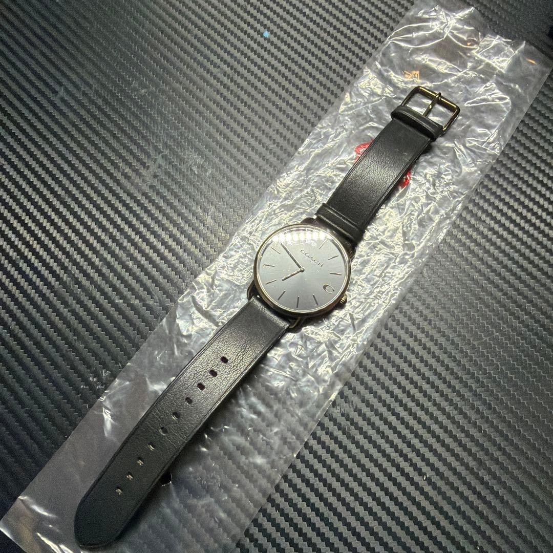 COACH Elliot 腕時計 ブラックレザー