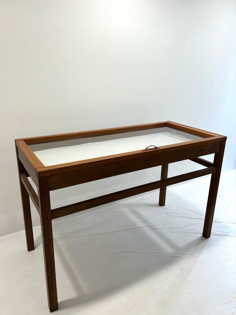 【ちょこ】大正ガラス 木製アンティークショーケース 中型