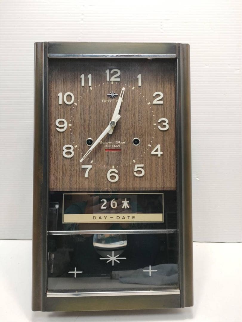 リズム時計 Super Star 30 DAY 柱時計 振り子時計 日付表示付き