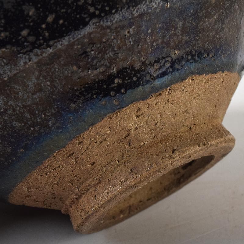 茶道具　楽吉左衛門　黒楽平茶碗　時代箱付　V　R8452