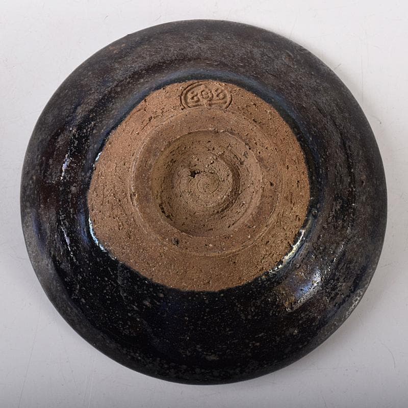 茶道具　楽吉左衛門　黒楽平茶碗　時代箱付　V　R8452