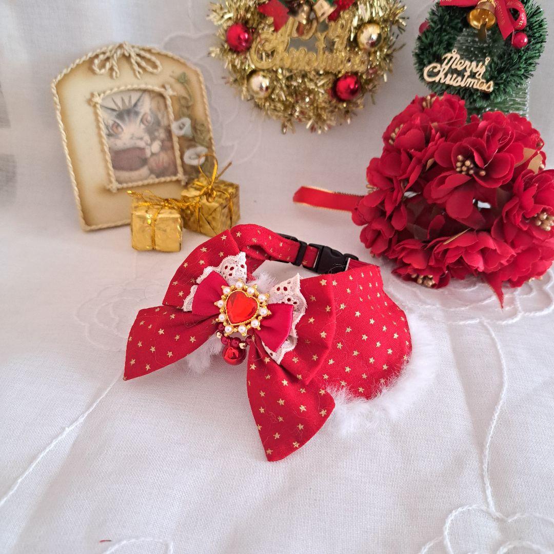 クリスマスシリーズ(キラキラ星)わんちゃん猫ちゃん用襟つき首輪