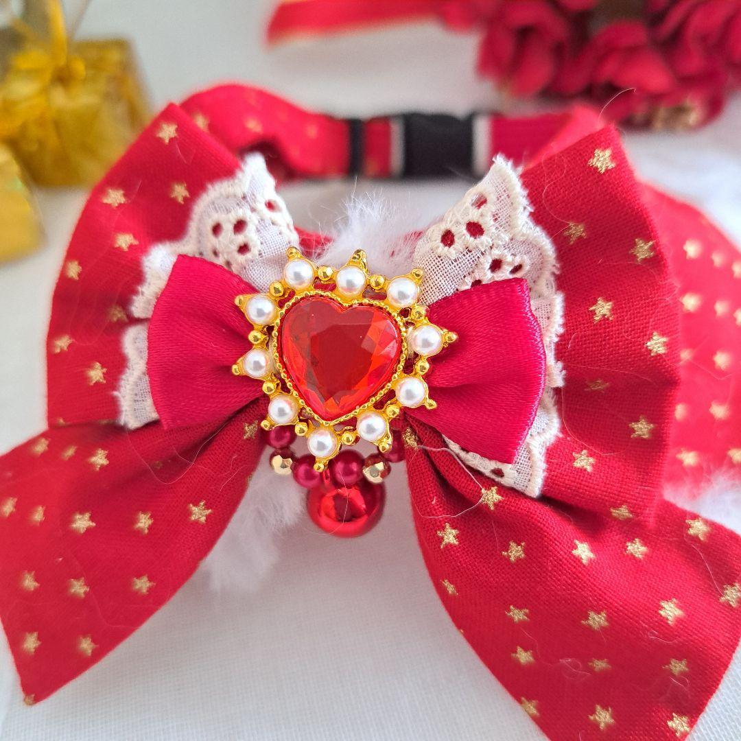 クリスマスシリーズ(キラキラ星)わんちゃん猫ちゃん用襟つき首輪