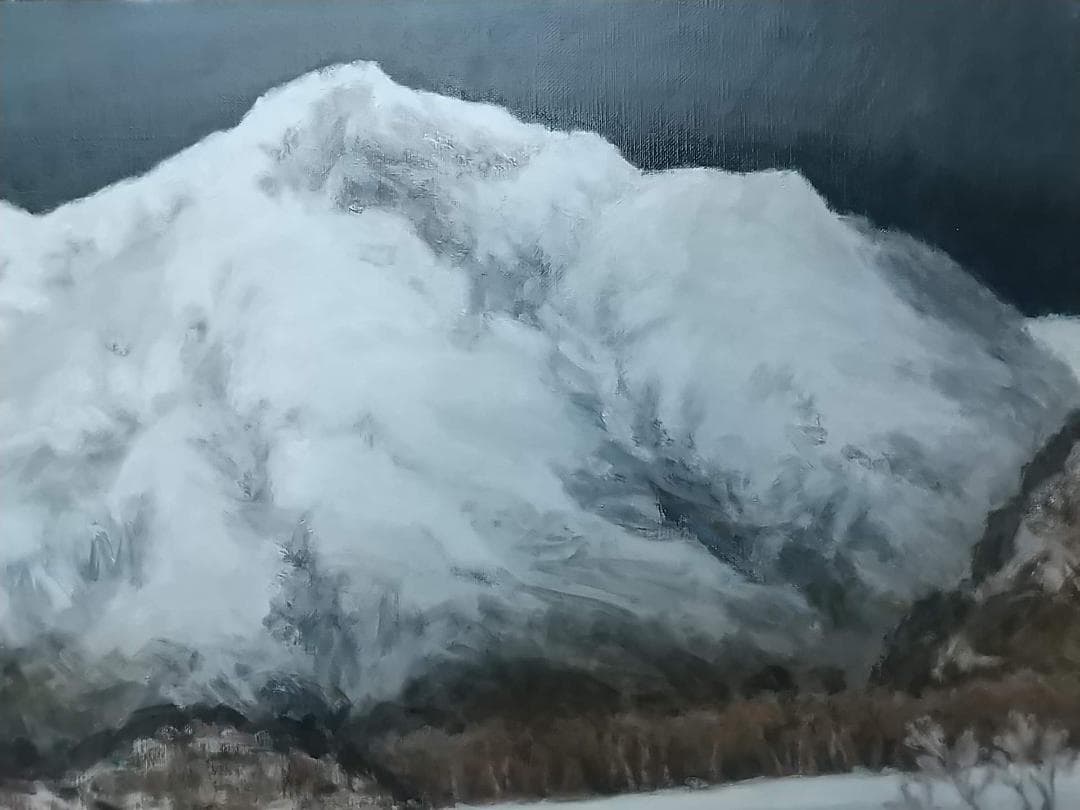 「凍る」2001 F15 絵画 油絵 油彩画 至仏山 尾瀬ヶ原