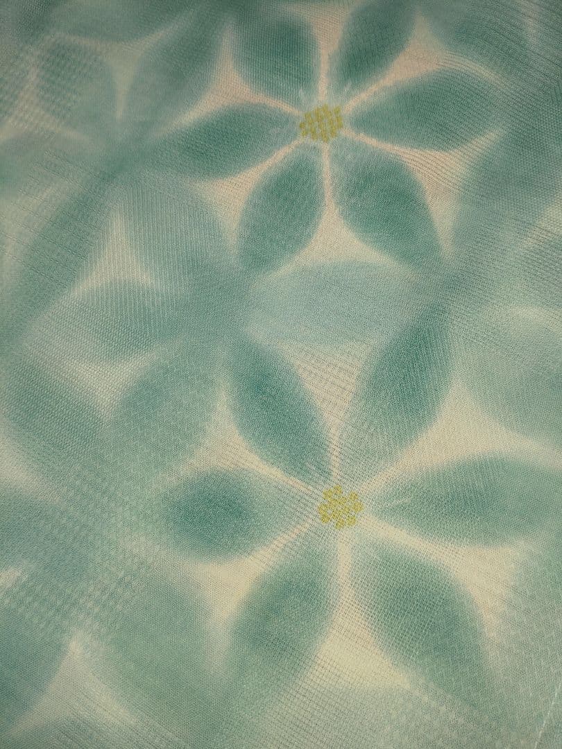 新品未使用　浴衣　雪花絞り風　ターコイズブルー　高級浴衣　夏着物　綿