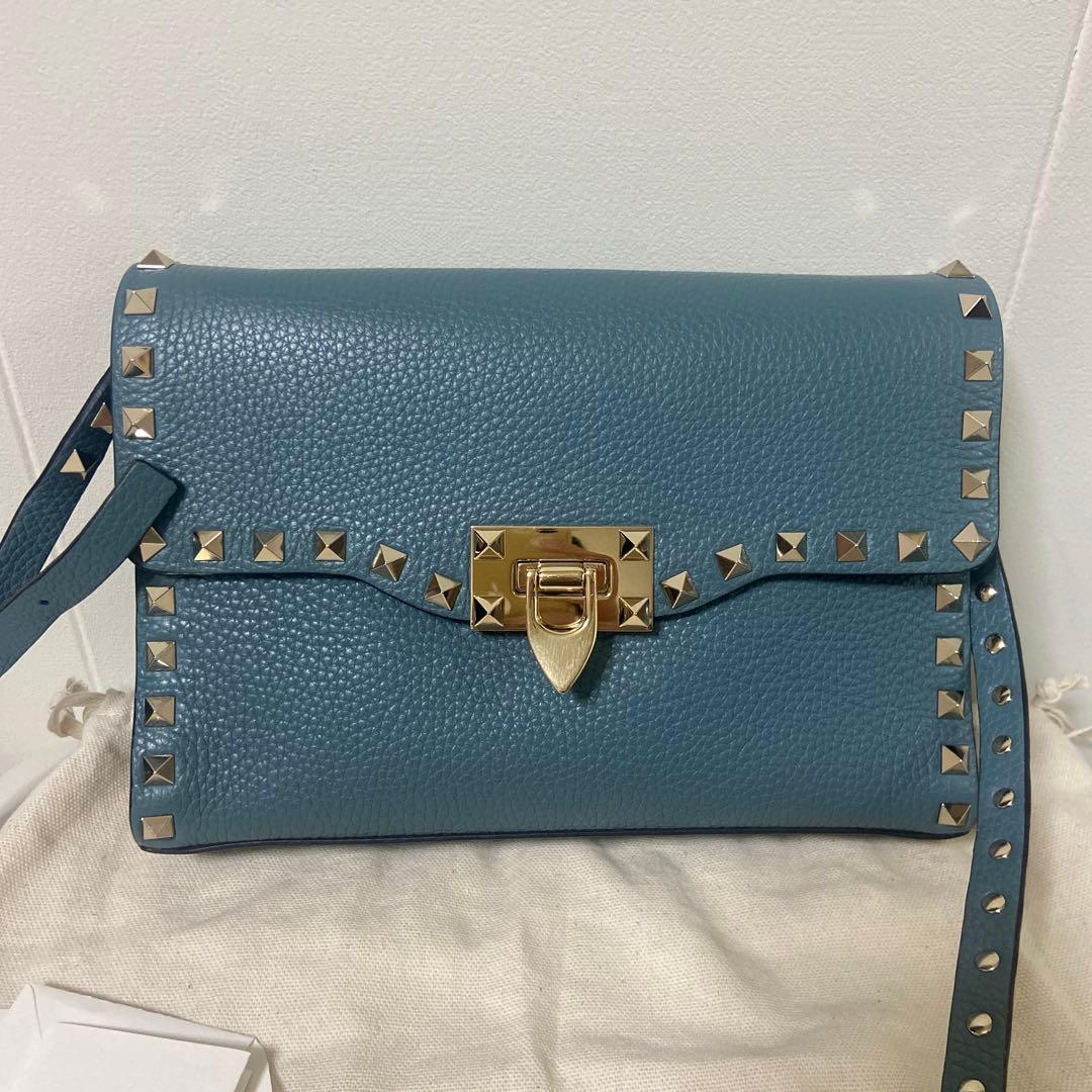 Valentino スタッズ ショルダーバッグ 青