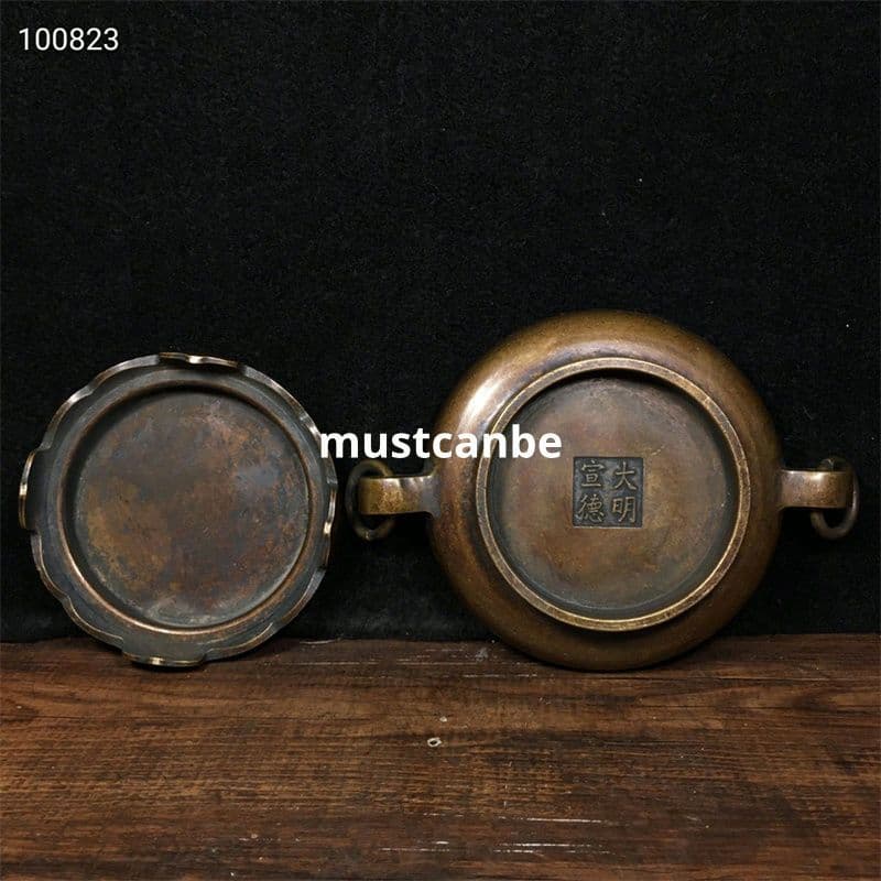 銅器 鬲(れきれき)式套炉 宣徳炉 茶道焚香炉 香道具 装飾品 工芸品 置物