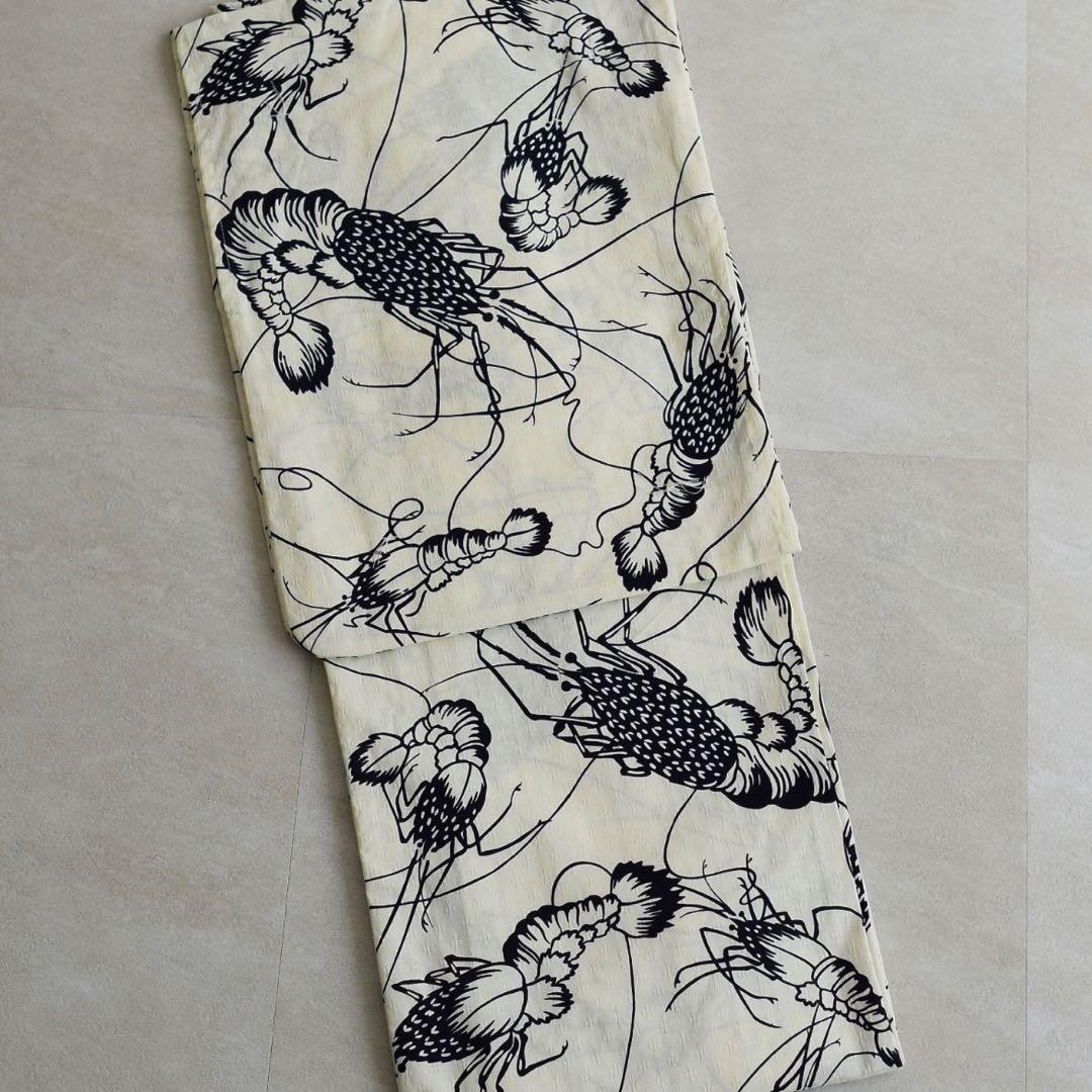 ニコアンティークオリジナル　国内染色 古典柄レトロ　伊勢海老　浴衣　花火大会