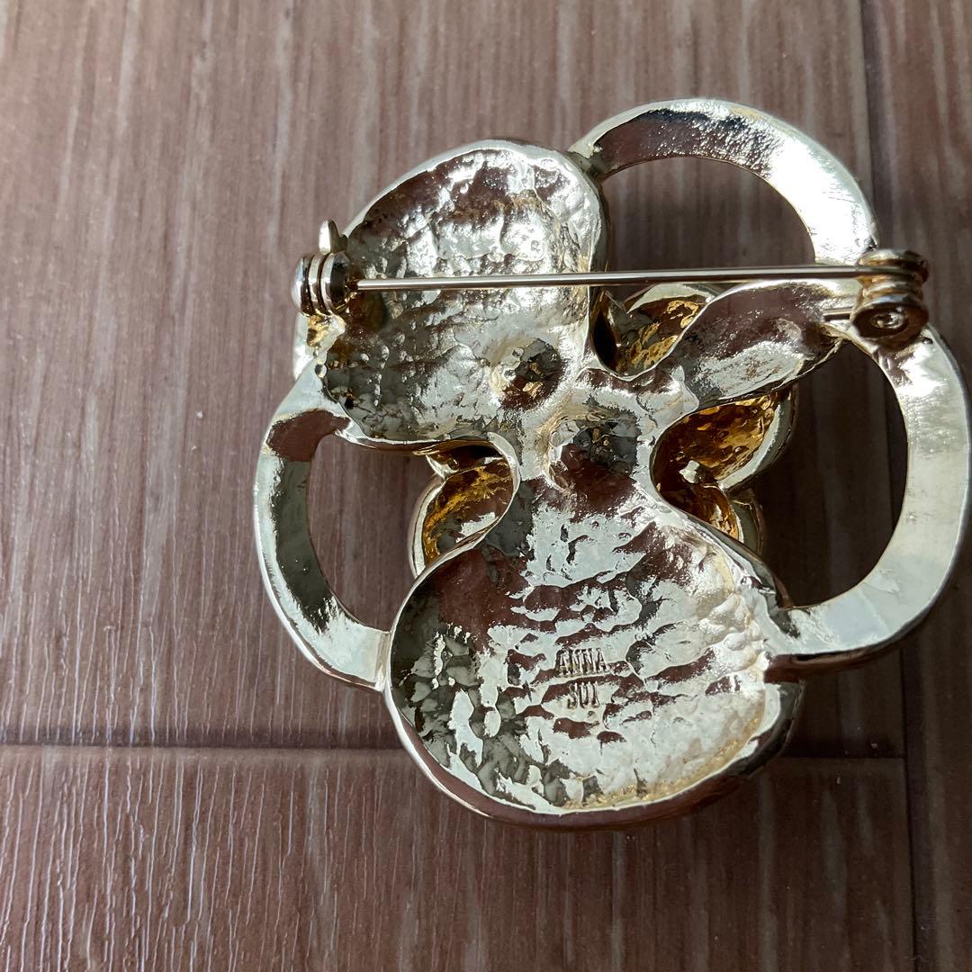 ANNA SUI アナスイ　ブローチ　薔薇　バラ　ピンク　ビジュー