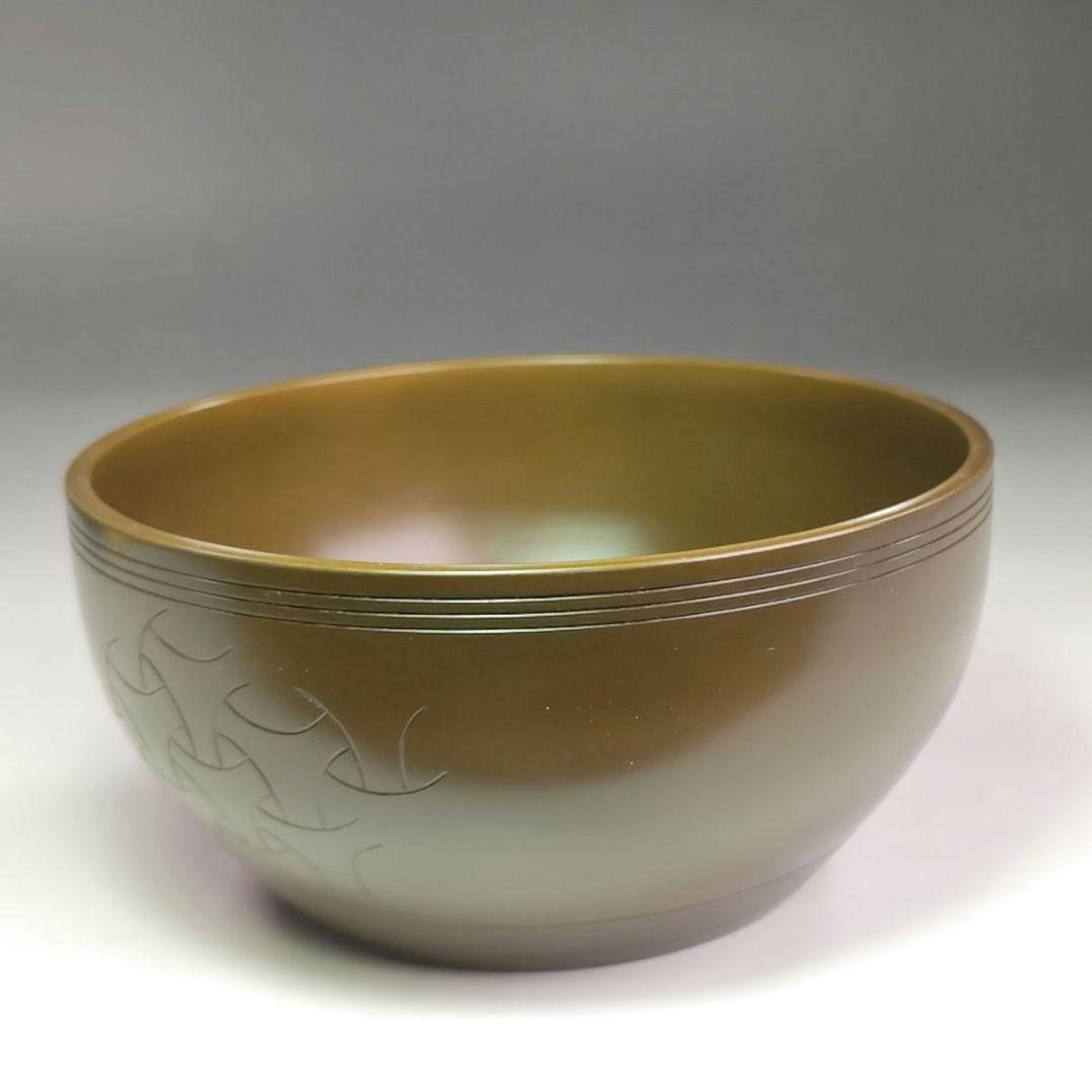 イ983 健水『唐銅風炉師　一ノ瀬宗也』『唐銅　コマツナギ彫　健水　共箱』茶道具