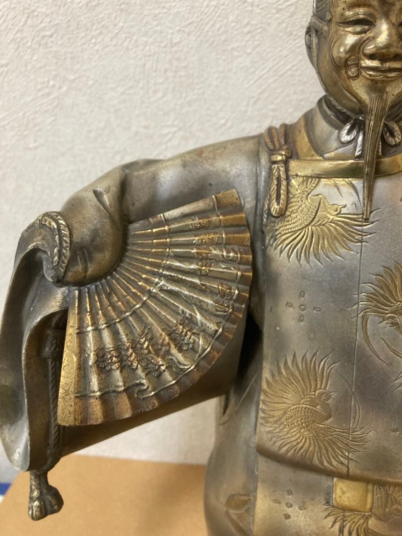 翁置物 金工師清山作 重さ4.2kg高さ32cm