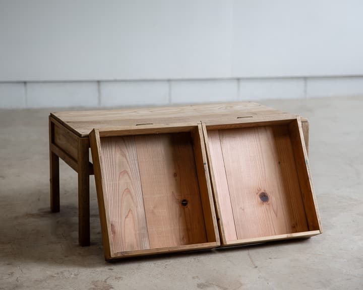 [古家具] 楢の文机 ローテーブル / 展示台 木製家具 座卓 アンティーク什器