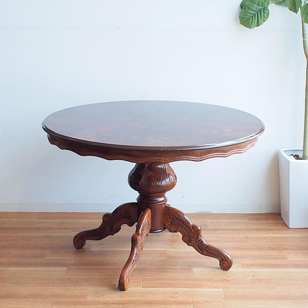 イタリアンクラシック 象嵌細工 ダイニングテーブル 直径108cm