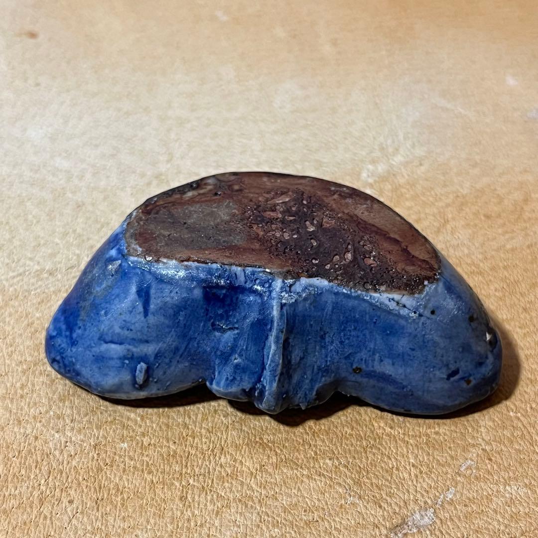 古美術 李朝　瑠璃釉　水滴　蝶