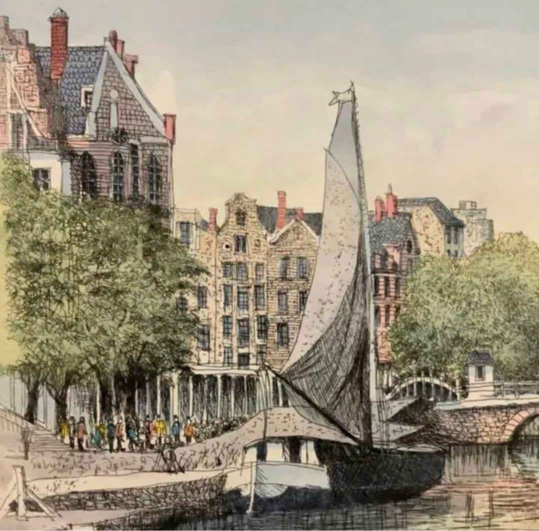 絵画・額縁・版画・織田 義郎・新品未使用・アムステルダムⅫⅠ・エッチング・美術品