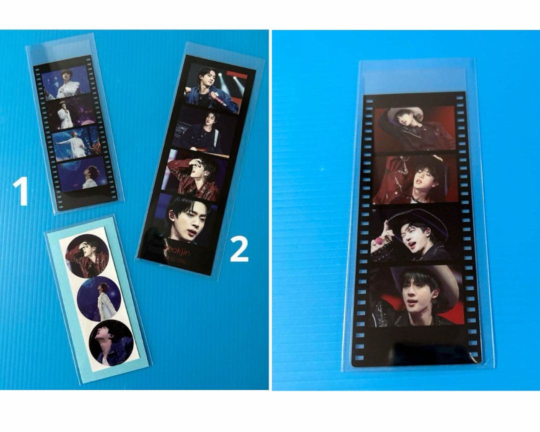 BTSJINフィルムブックマーク・ロングステッカー・両面ホログラムフォトカード①