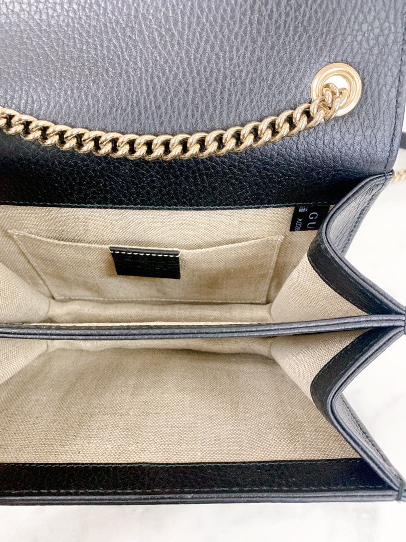 ＋GUCCI インターロッキングG チェーン　ショルダーバッグ レザー ブラック