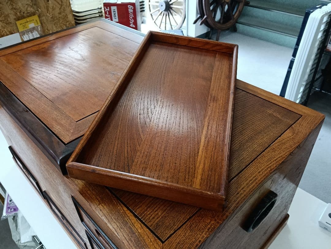 y【ビンテージ】木製火鉢 銅製内部コンパートメント付き