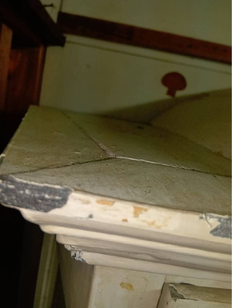 アンティーク ホワイト木製 キャビネット 大型 食器棚 ショーケース