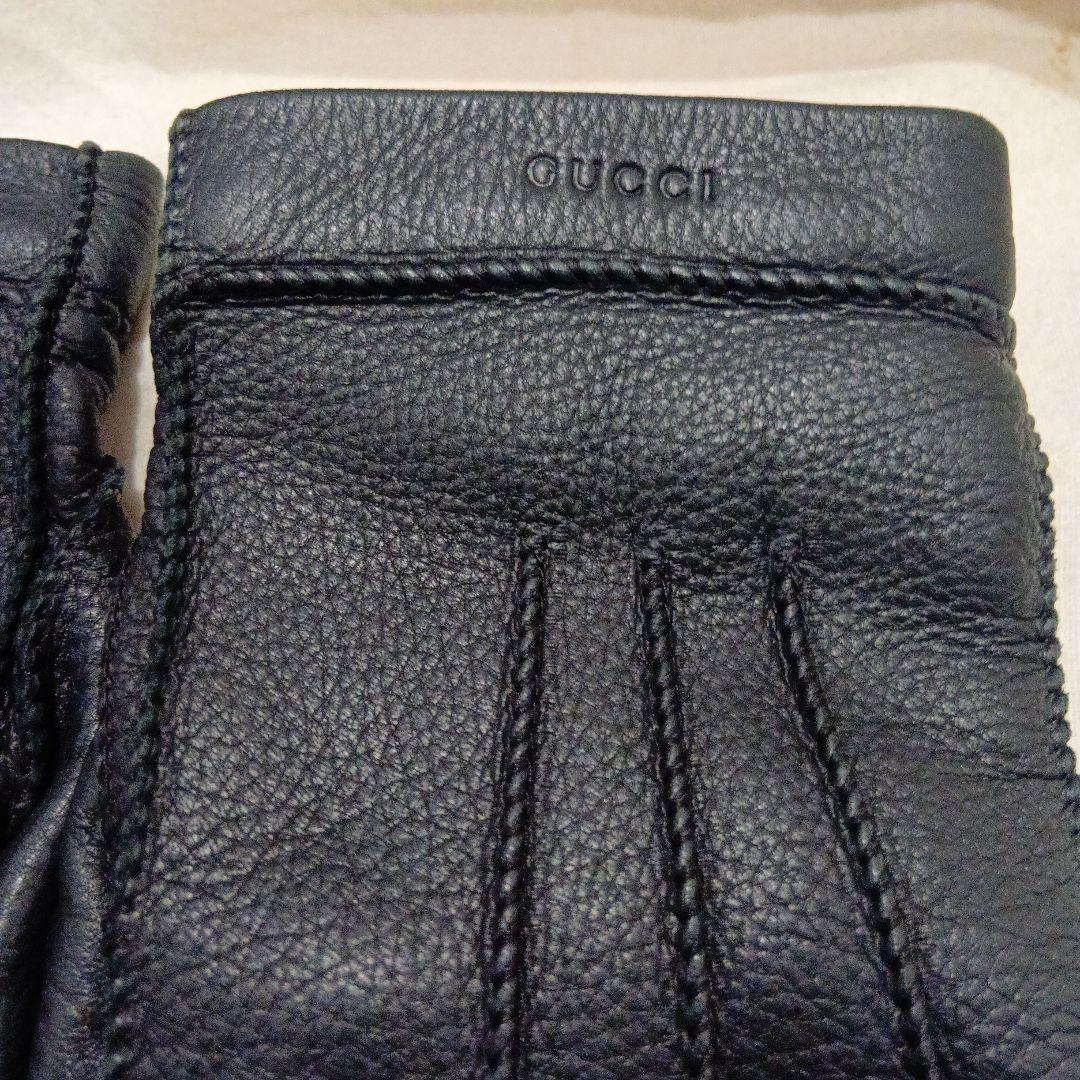 GUCCI ブラック 手袋（鹿革/カシミア）