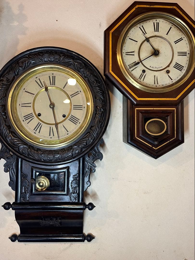 大型巻物　柱時計　古時計　振り子　レトロ　ゼンマイ　ボンボン　精工舎　ユンハンス