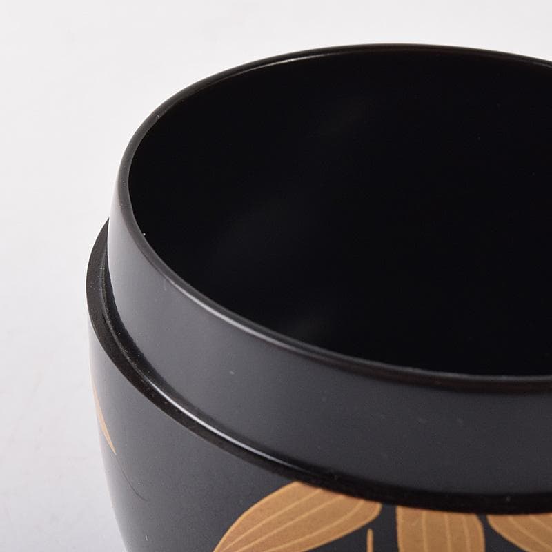 茶道具　山中塗　荒井喜峰作　笹蒔絵　利休棗　共布　共箱　V　7528