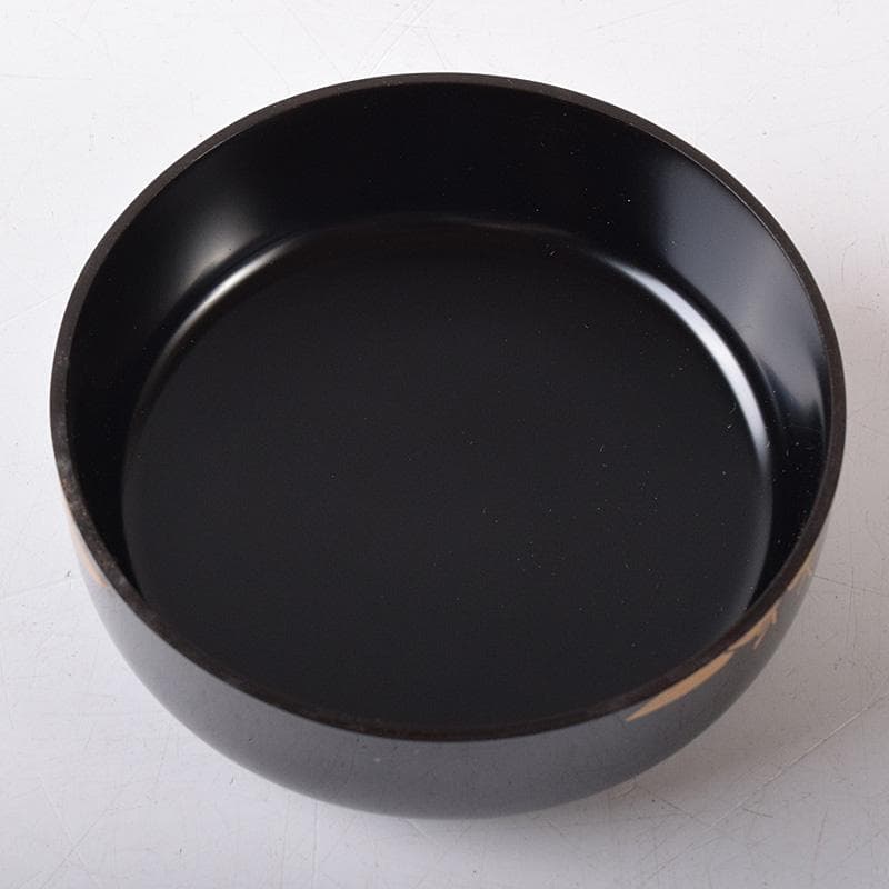 茶道具　山中塗　荒井喜峰作　笹蒔絵　利休棗　共布　共箱　V　7528