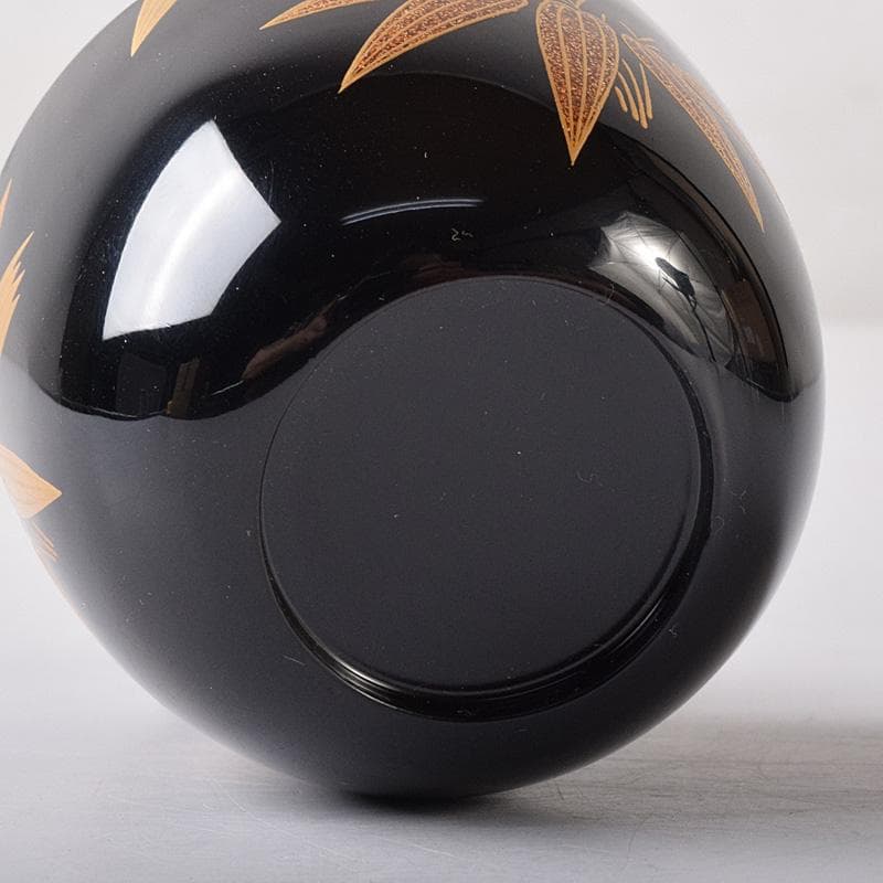 茶道具　山中塗　荒井喜峰作　笹蒔絵　利休棗　共布　共箱　V　7528