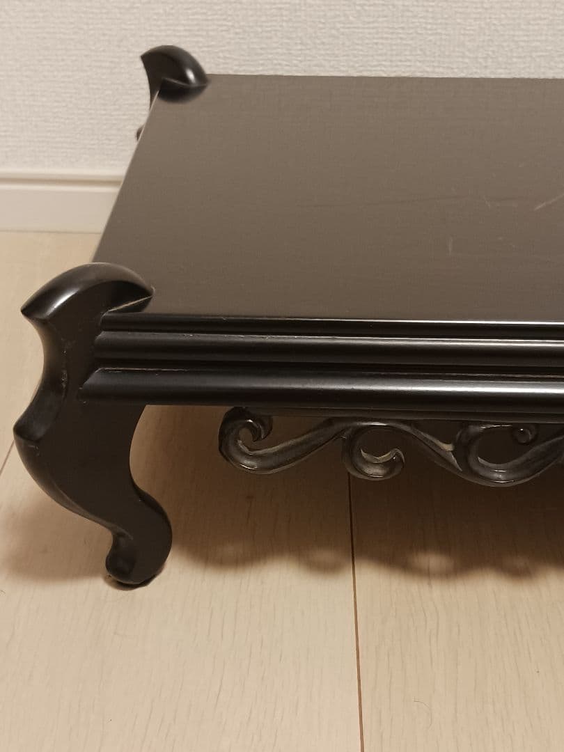 黒檀　唐木　透かし彫り　盆栽台　飾台　花台　香炉台　平卓　中国美術