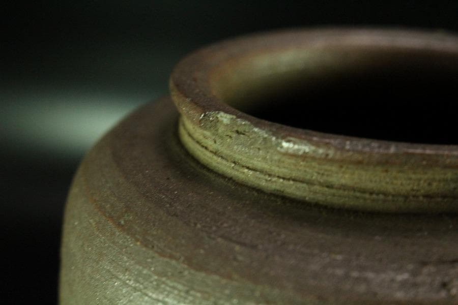 古美術 茶道具 南蛮写 花生 九郎 刻銘 高30.5cm(XA783)