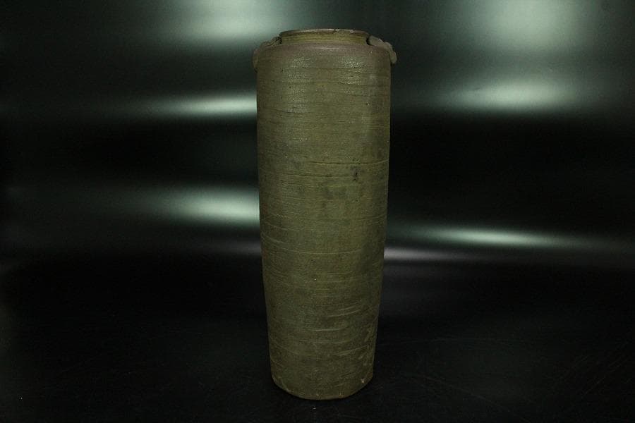 古美術 茶道具 南蛮写 花生 九郎 刻銘 高30.5cm(XA783)