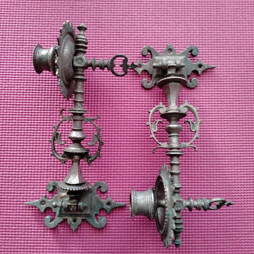 アンティーク金属製キャンドルホルダー2個セット