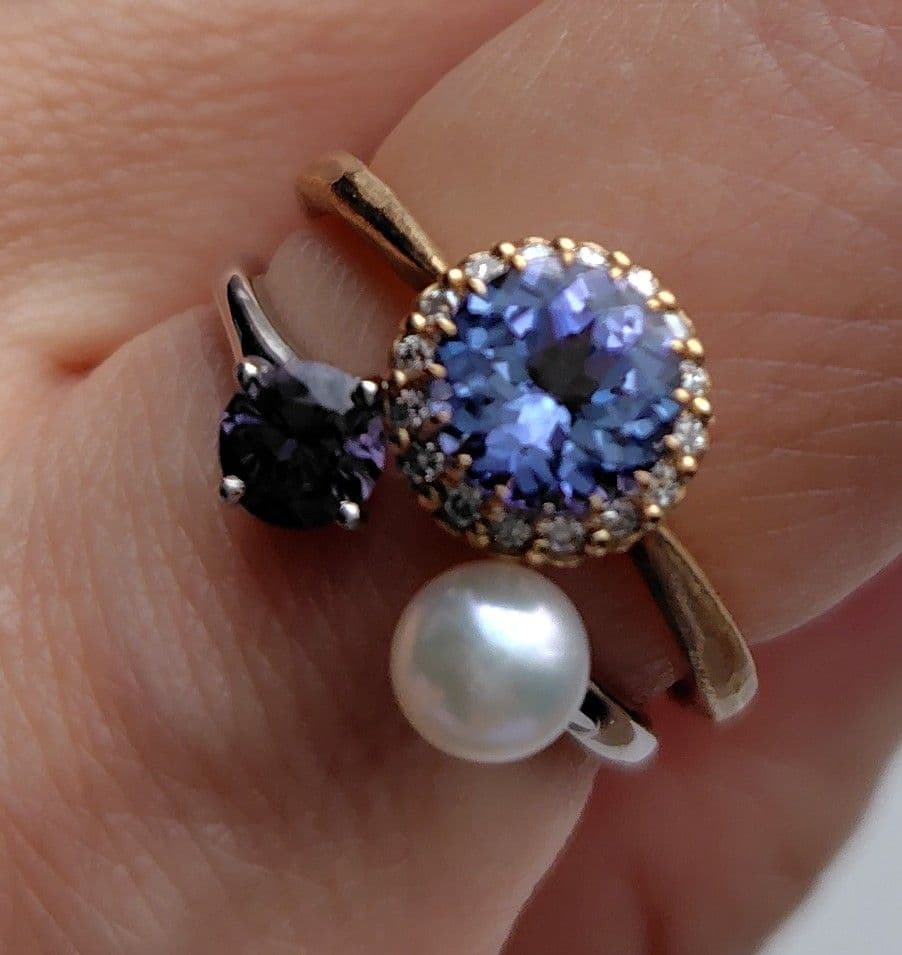 期間限定値下げ　パーセルジュエリー　タンザナイト＆ダイヤ　ポンポネリング